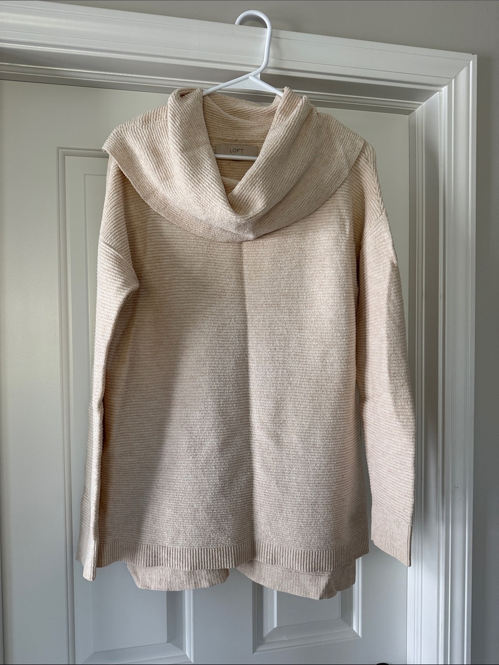 LOFT Cream Cowl Neck Tunic Sweater